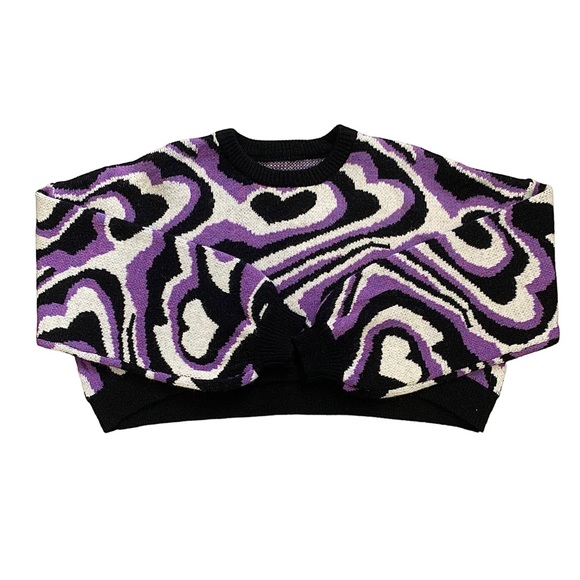 YesStyle Sweaters - yesstyle 'alfie' purple print cropped sweater ♡